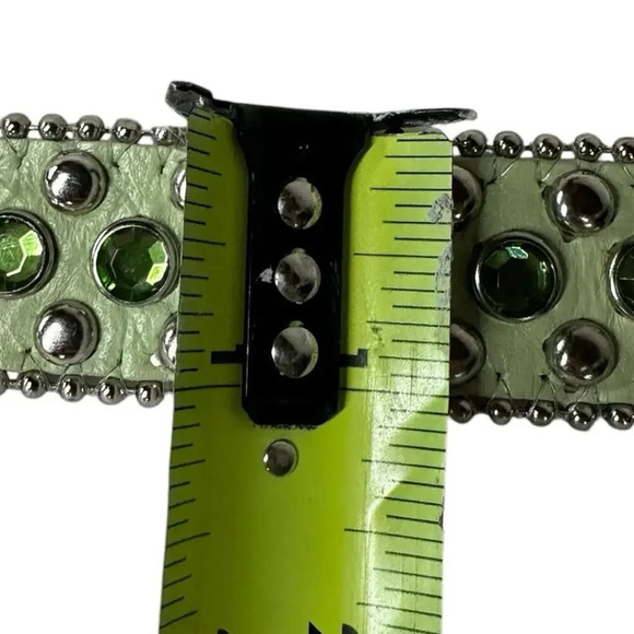Christine Alexander Swarovski Crystal Studded Green Leather Belt Size Large - Picture 15 of 16